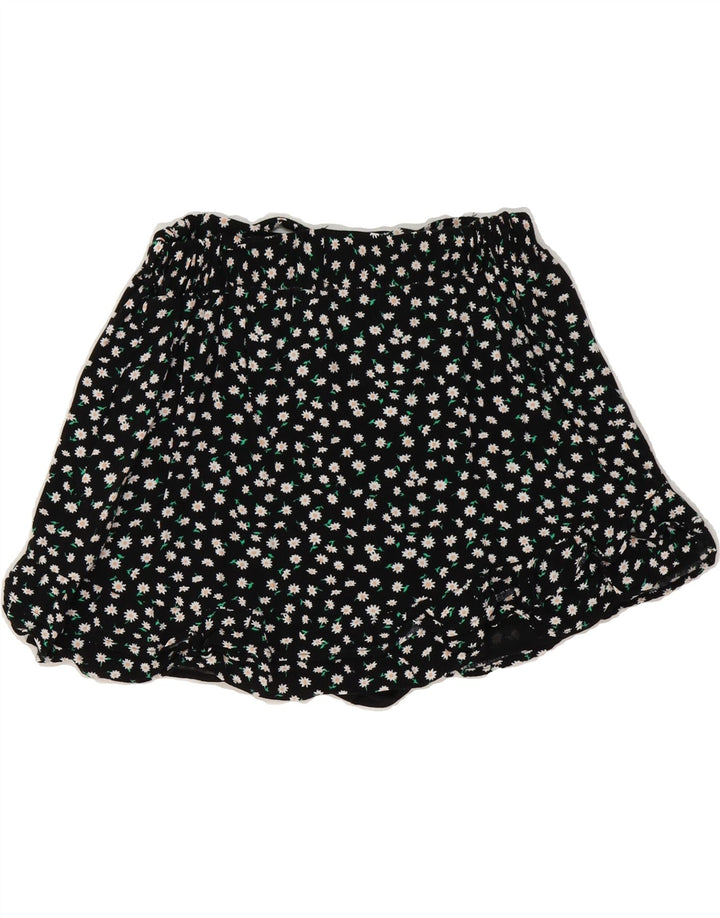 ZARA Womens Skort UK 10 Small Black Floral Vintage Zara and Second-Hand Zara from Messina Hembry 