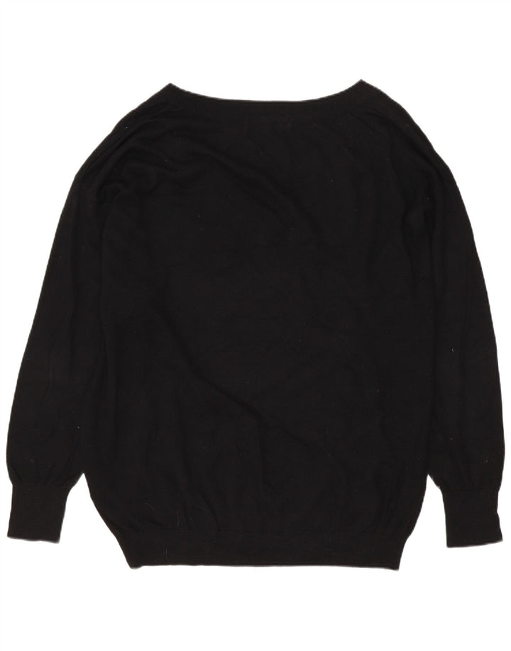 MARKS & SPENCER Pull col en V pour femme UK 14 Grand coton noir