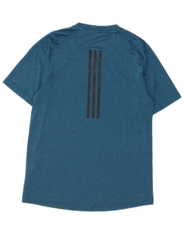 Adidas Hommes Climalite T-Shirt Haut Petit Bleu Marine Rayé Polyester