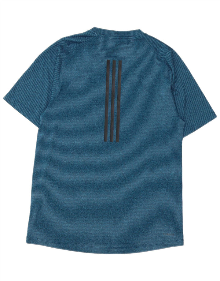 Adidas Hommes Climalite T-Shirt Haut Petit Bleu Marine Rayé Polyester