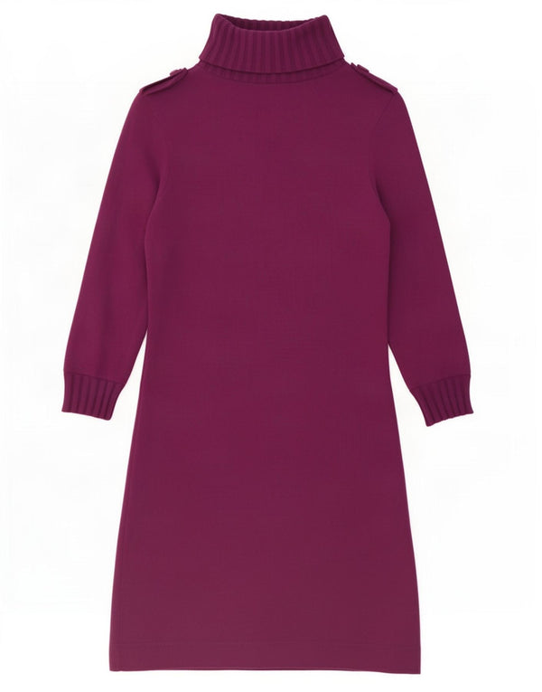 Zara Robe pull à manches 3/4 et col roulé pour femme - Violet moyen - UK 12