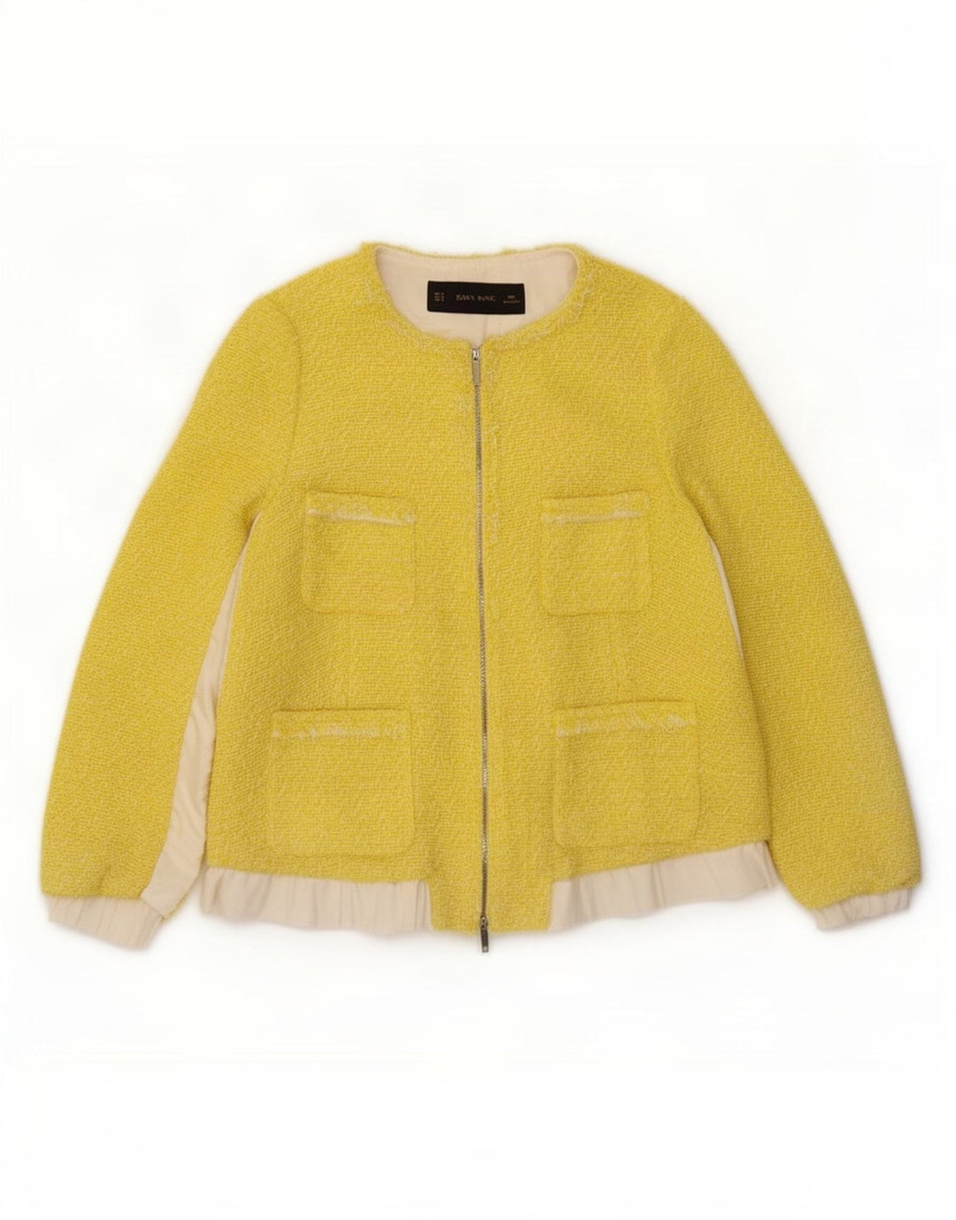 Zara Womens Full Zip Blazer Jacket UK 14 Medium Jaune Colorblock