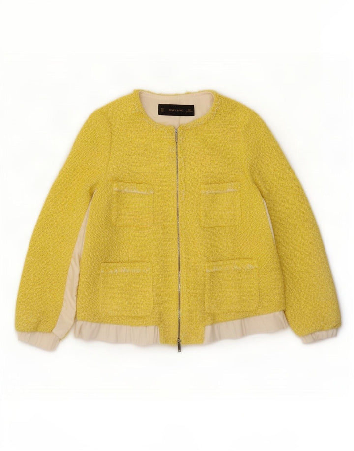 Zara Womens Full Zip Blazer Jacket UK 14 Medium Jaune Colorblock