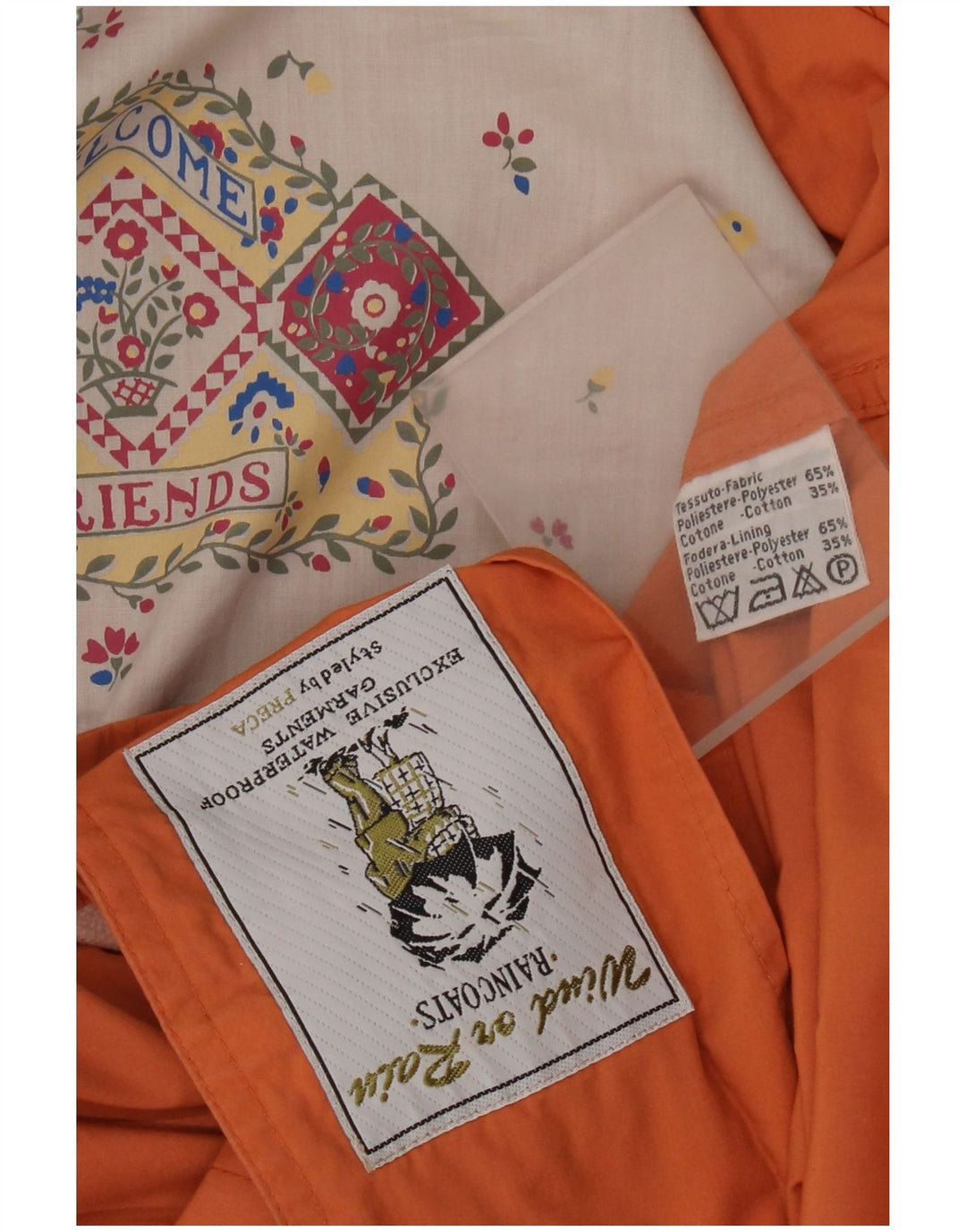 imperméable femme vintage UK 18 XL Orange Polyester