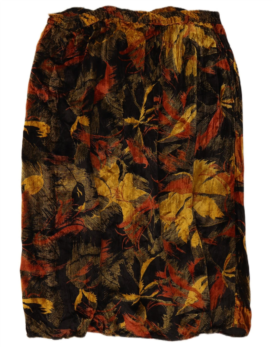 VINTAGE Jupe trapèze en velours pour femme W38 XL Rayonne florale noire