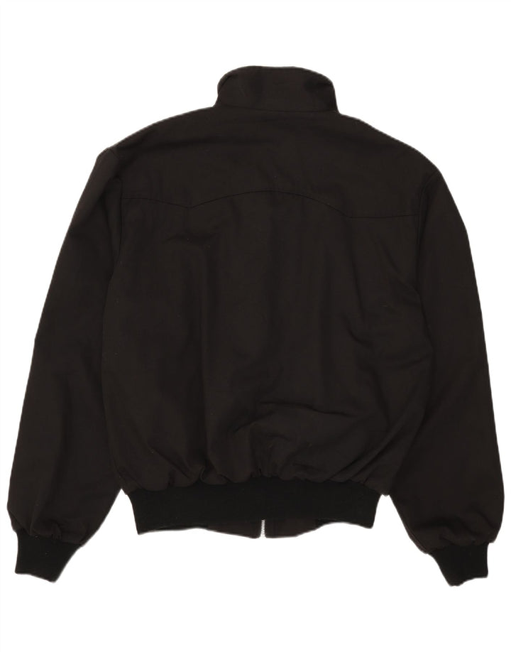 vintage Mens Bomber Jacket UK 40 Grand Polyester Noir