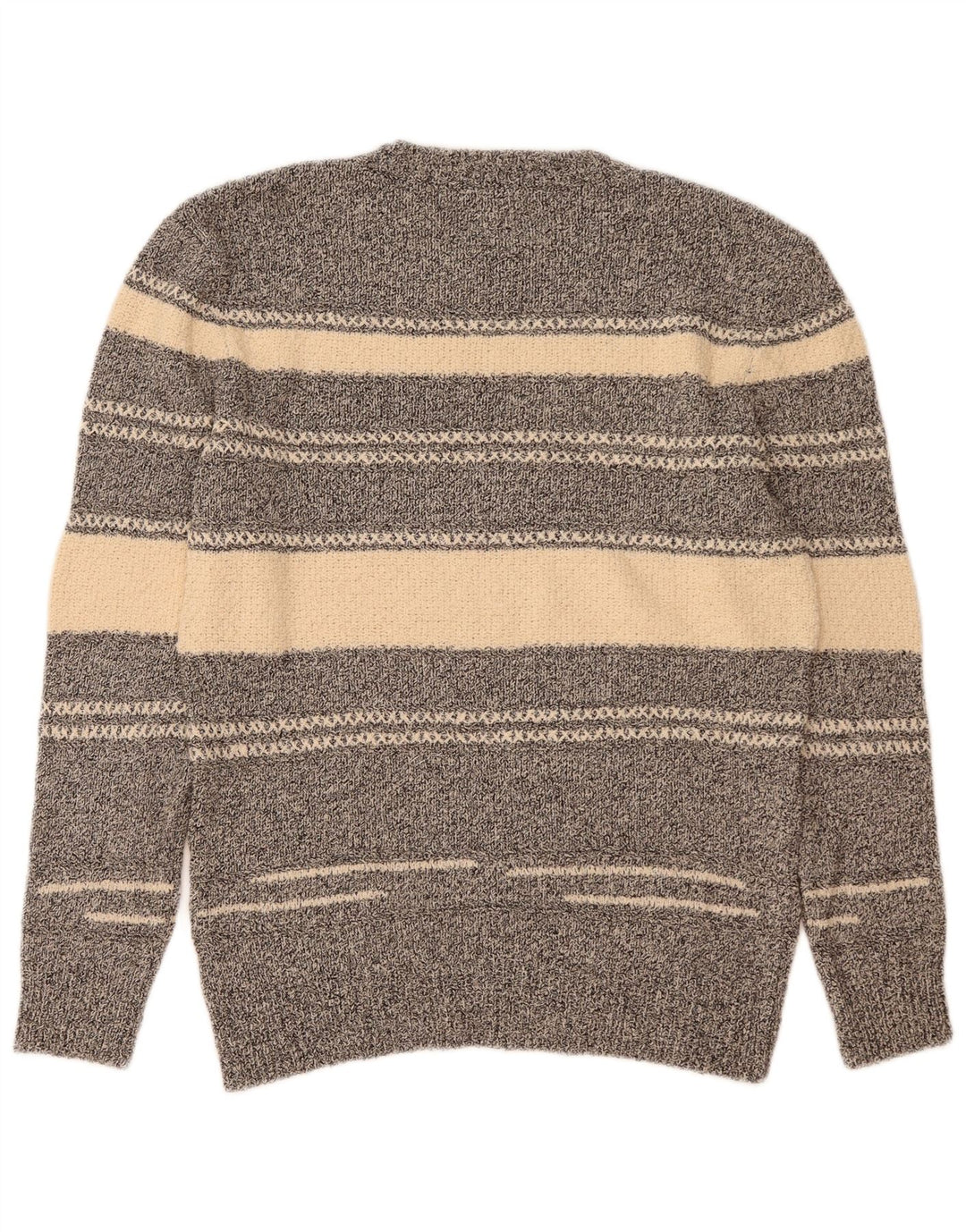 Zara Pull à col rond en coton rayé gris moyen pour homme