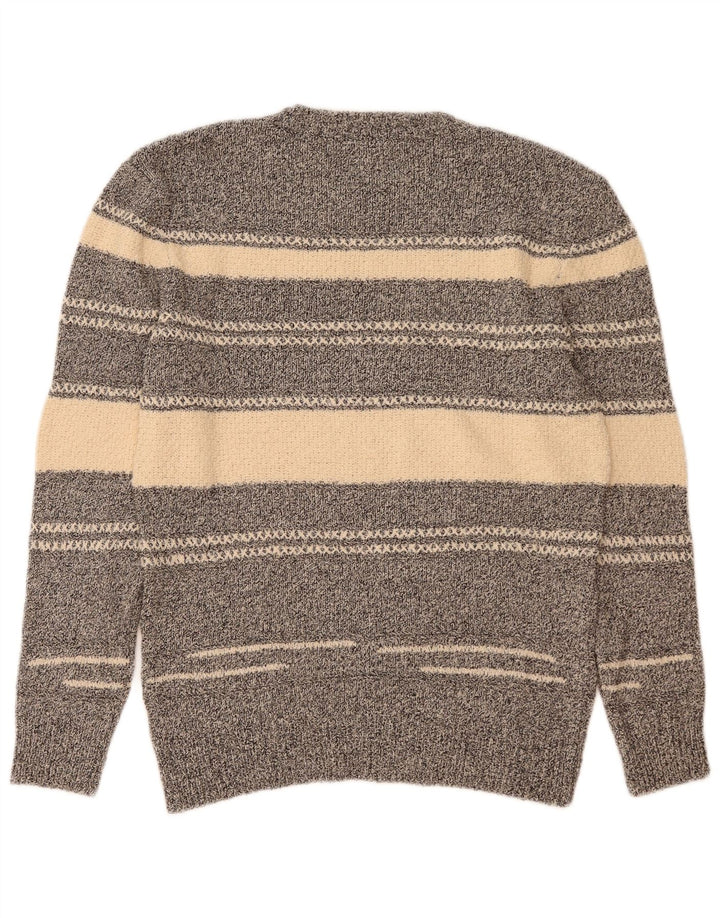 Zara Pull à col rond en coton rayé gris moyen pour homme