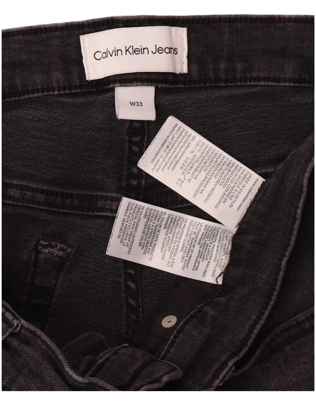 Calvin Klein Short en Jean Slim W33 Homme Gris Moyen Coton