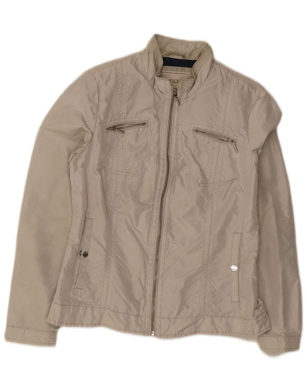 Geox Veste Bomber Femme UK 10 Petit Gris Polyester