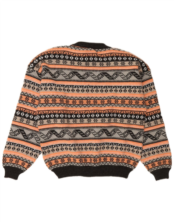 VINTAGE Pull ras du cou pour femme UK 16 Grand Multicolore