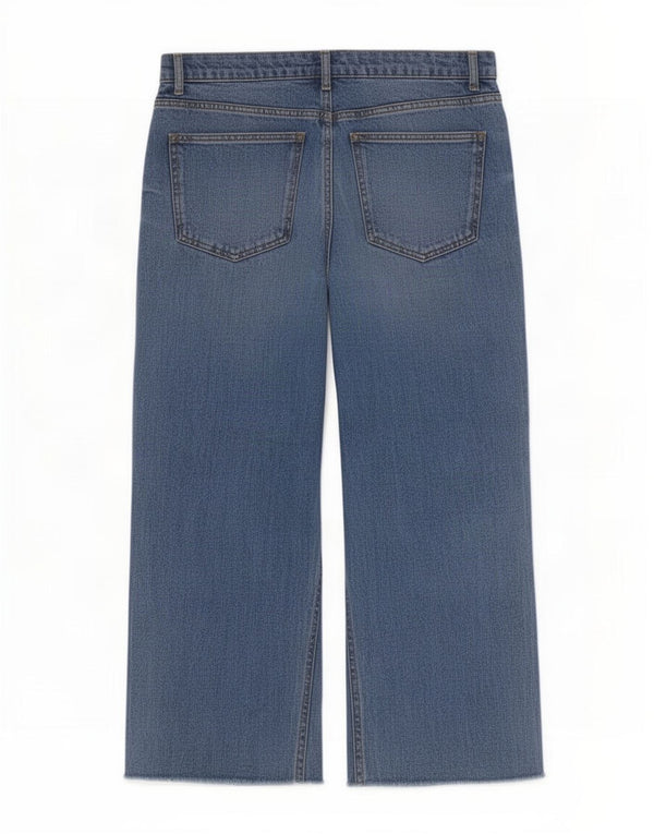 Zara Jean court coupe ample pour femme EU 40 Medium W30 L23 Bleu Coton