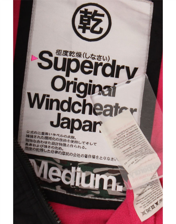 SUPERDRY Veste coupe-vent à capuche Windcheater pour femme UK 14 Medium Noir