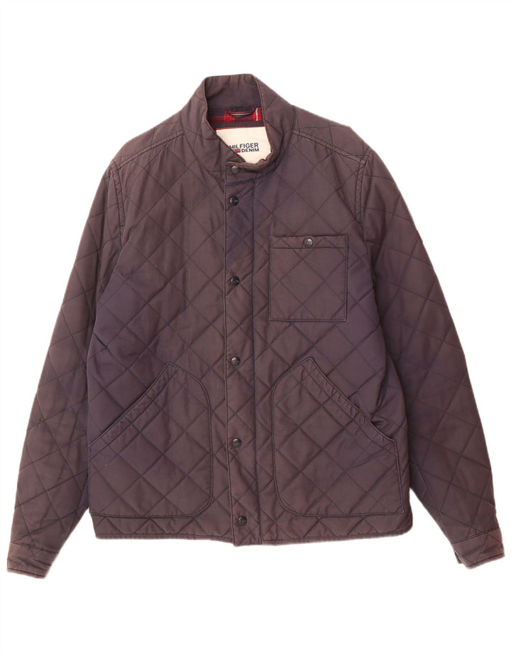 TOMMY HILFIGER Mens Quilted Jacket UK 40 Large Navy Blue Cotton