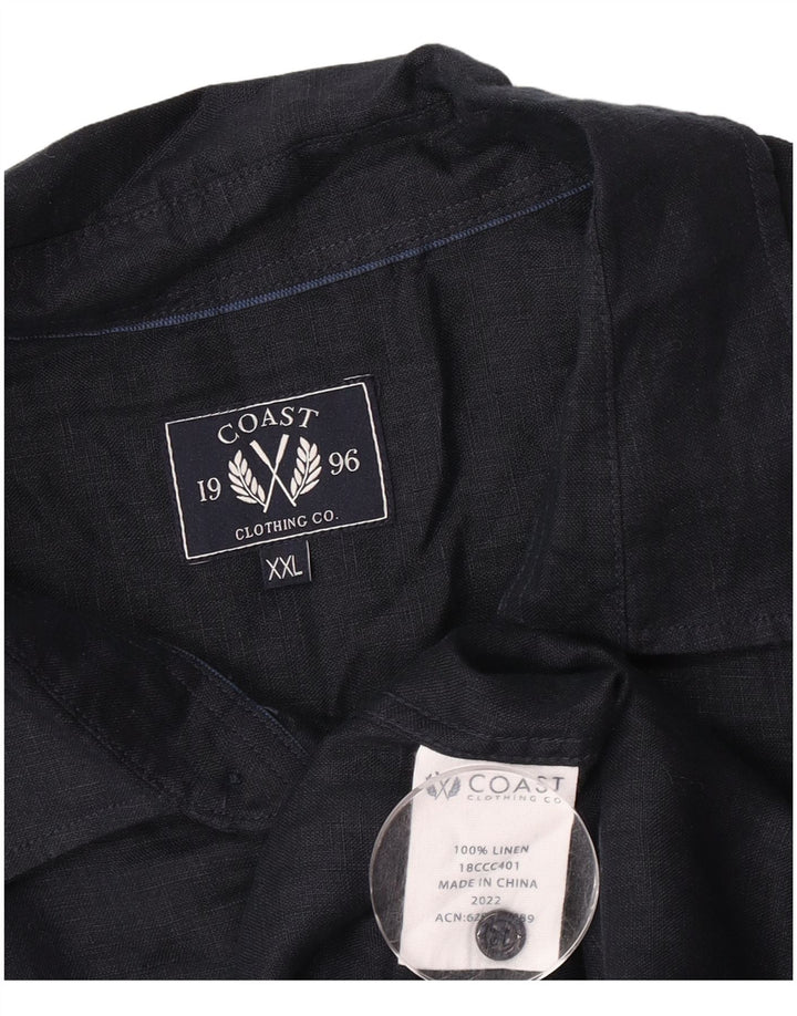 Coast Chemise à manches courtes pour homme 2XL Bleu marine Lin