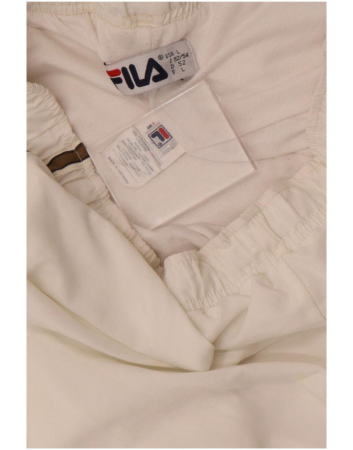 Fila Pantalon de Survêtement Graphique Homme Large Blanc Rayé Polyester