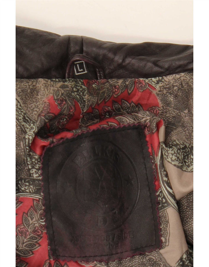 Veste en cuir femme vintage UK 12 Cuir noir moyen