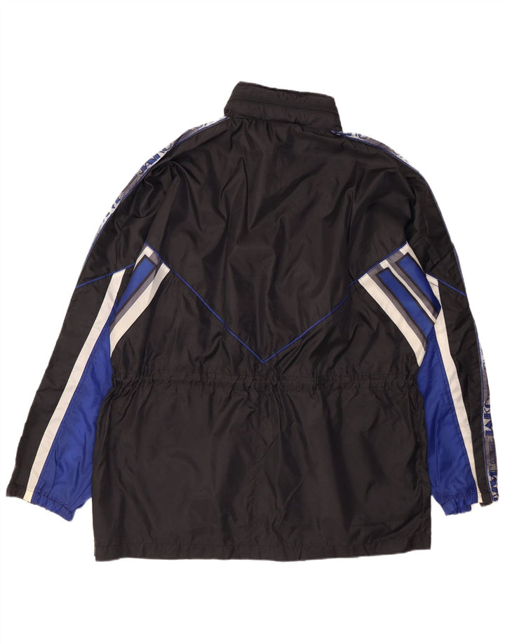 JAKO Veste de pluie graphique à capuche pour homme UK 42 XL Noir Colorblock Nylon