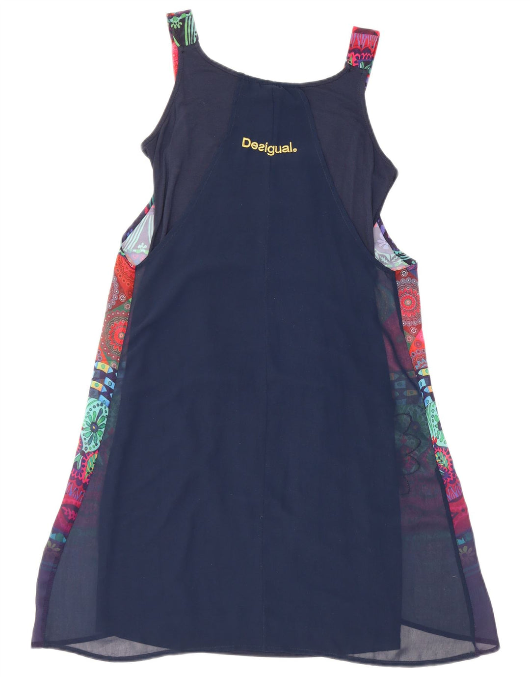 Desigual Robe basique sans manches à motif abstrait pour femme EU 34 XS Bleu marine