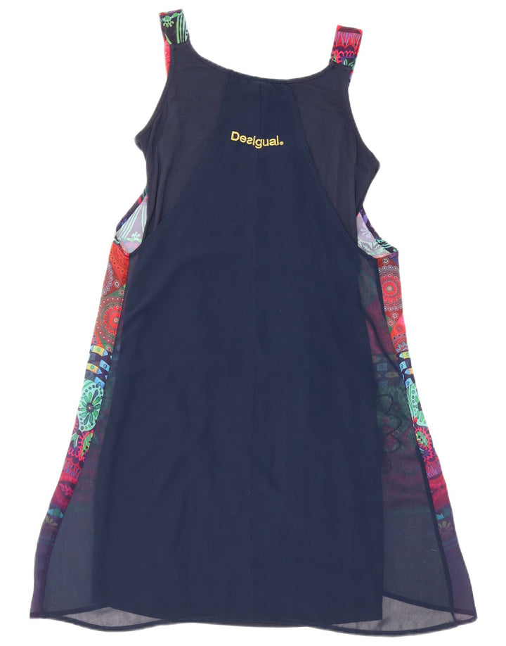 Desigual Robe basique sans manches à motif abstrait pour femme EU 34 XS Bleu marine