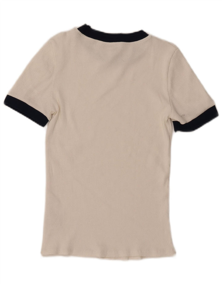 Zara Womens T-Shirt Top UK 12 Medium Blanc Colorblock Polyester