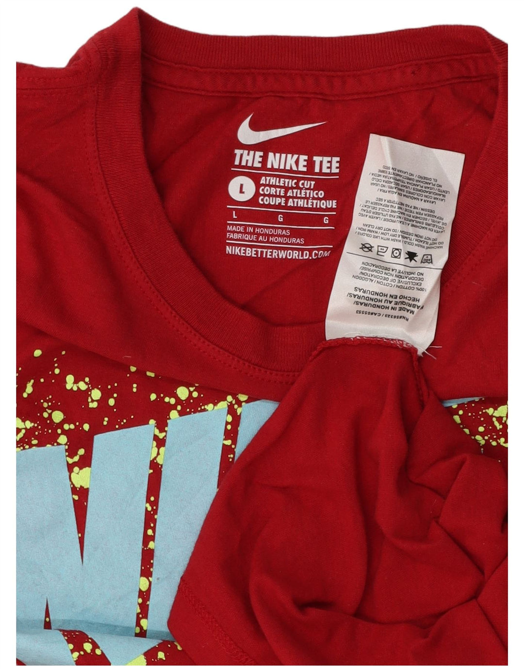 NIKE T-shirt graphique coupe athlétique pour femme UK 14 grand coton rouge