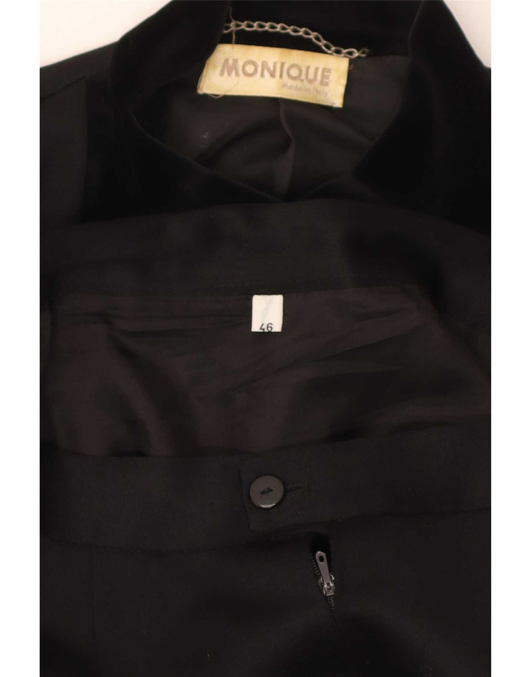 Monique Ensemble jupe 2 pièces à 4 boutons pour femme IT 46 Large W30 Noir Colourblock
