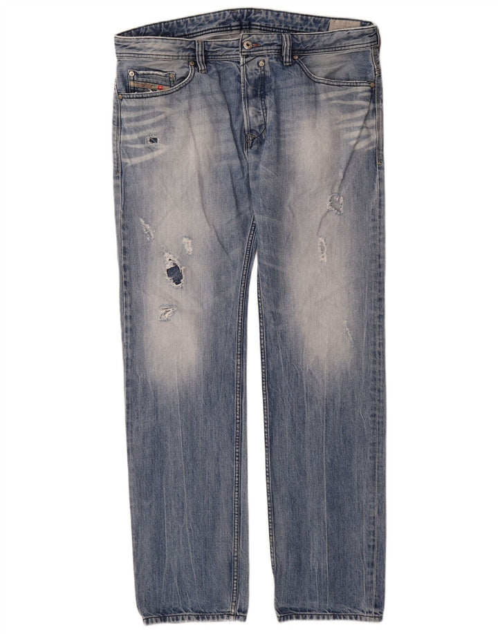 Diesel Jean droit vieilli W36 L34 en coton bleu pour homme