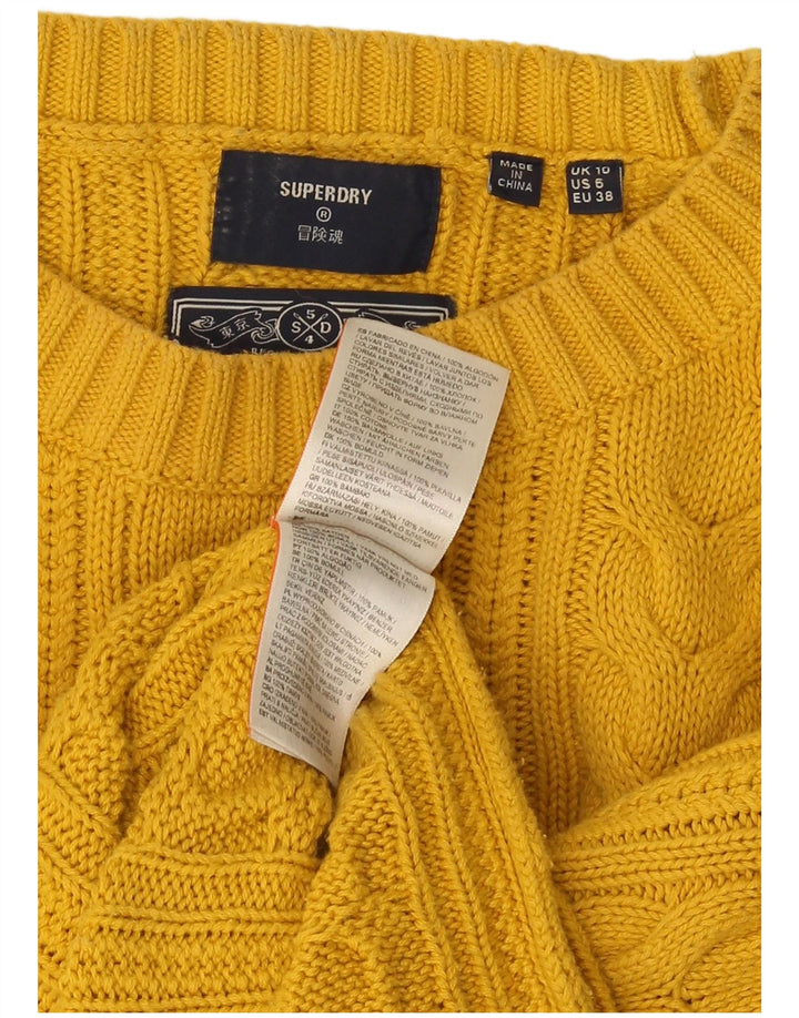Superdry Pull surdimensionné à col rond pour femme UK 10 Petit Jaune