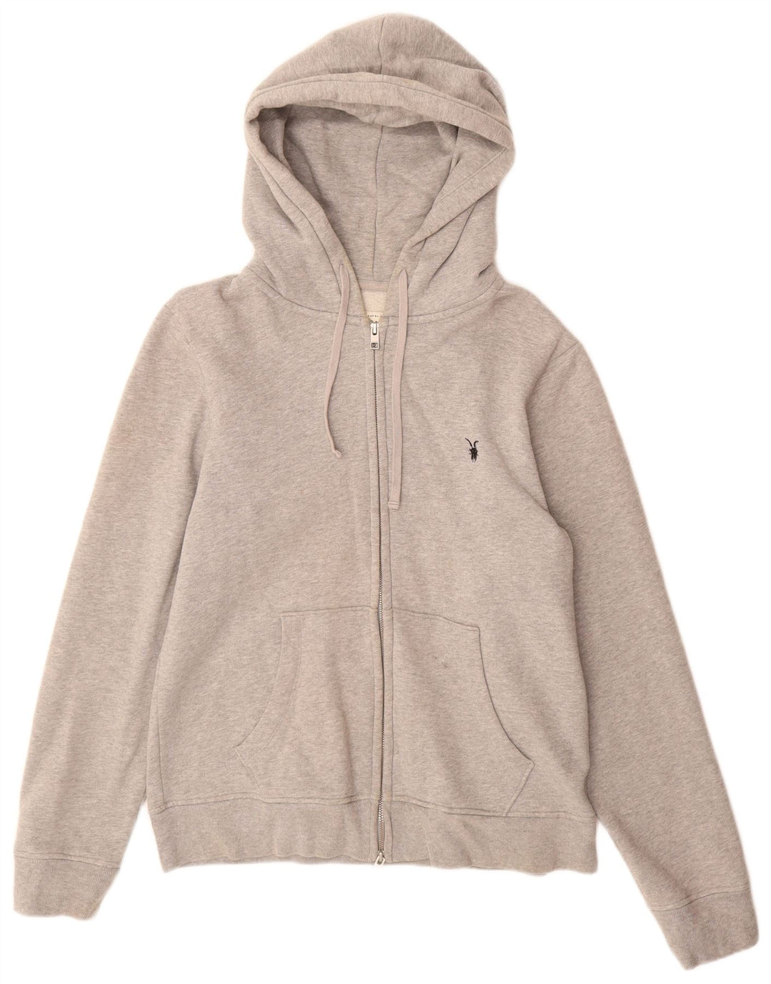 ALL SAINTS Pull à capuche zippé pour homme Large Gris Coton