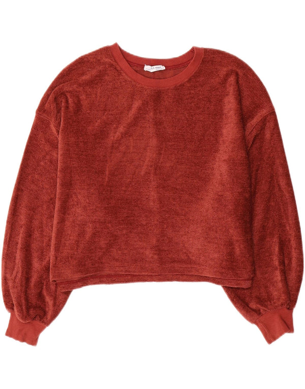 Zara Pull surdimensionné à col bateau pour femme UK 10 Petit Rouge Polyester