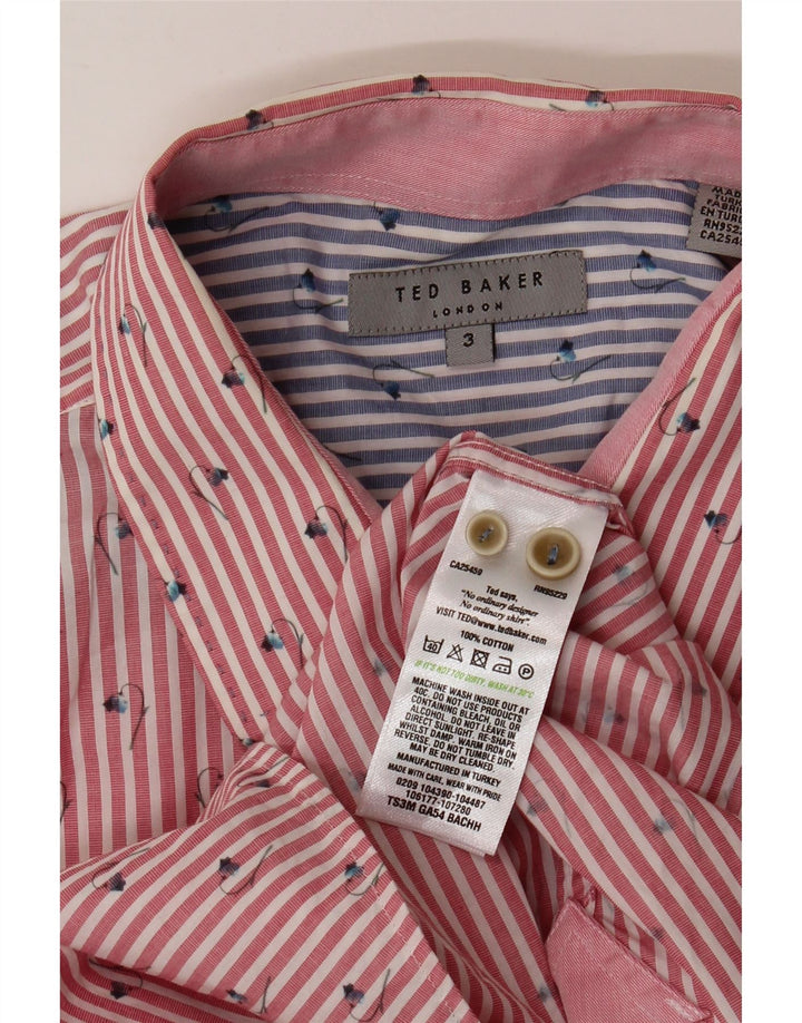 TED BAKER Chemise homme Taille 3 Coton à fines rayures rouge moyen