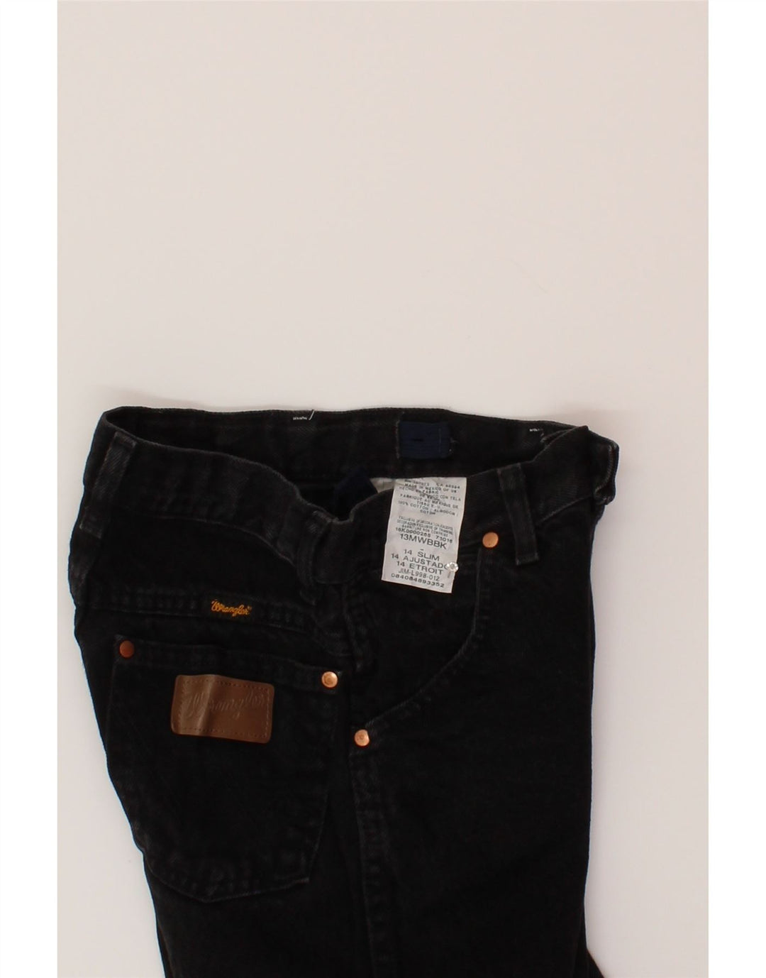 WRANGLER Girls Straight Jeans 12-13 Years W22 L30 Black Cotton Vintage Wrangler and Second-Hand Wrangler from Messina Hembry 