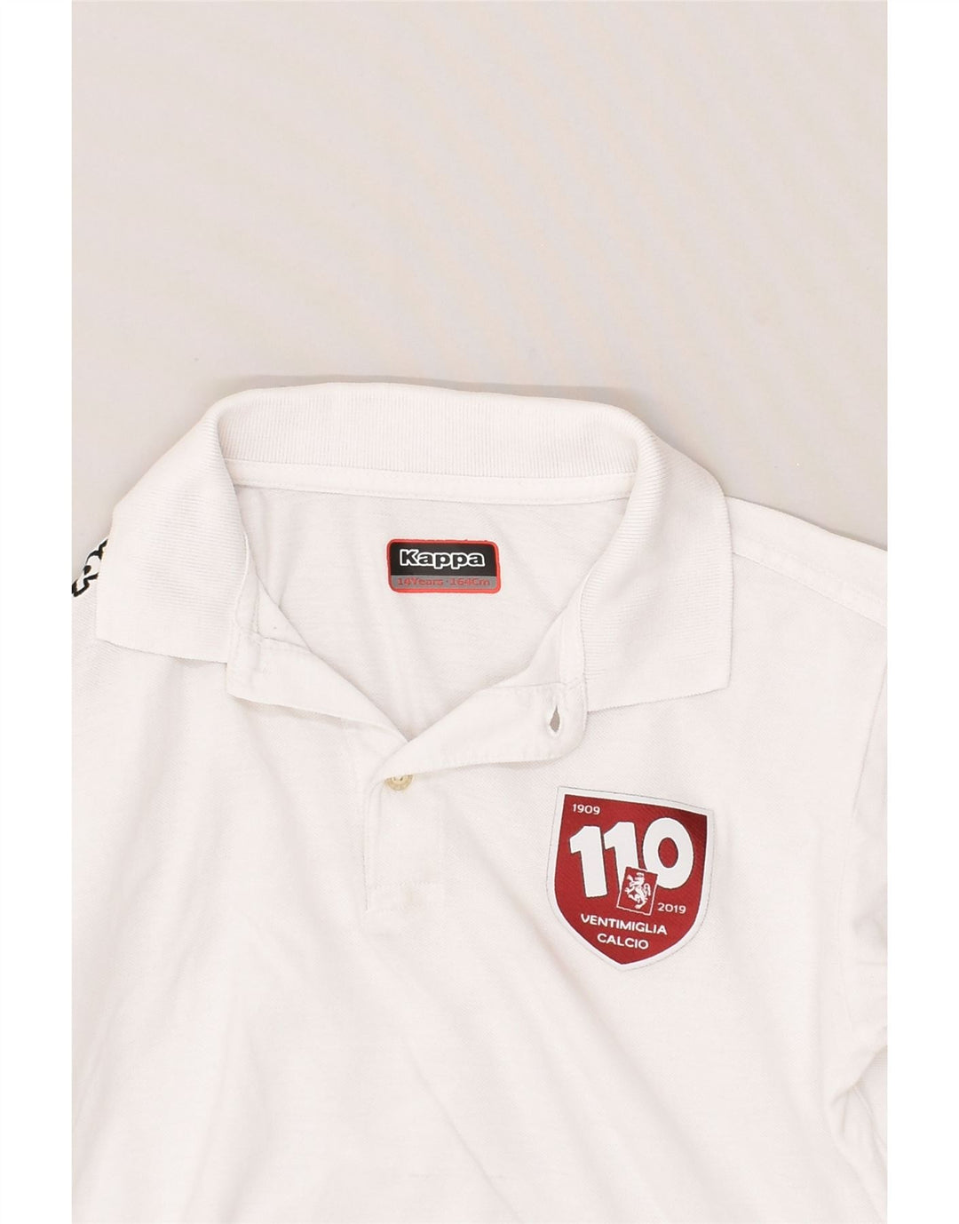 KAPPA Boys Ventimiglia Calcio Polo Shirt 13-14 Years White Cotton | Vintage Kappa | Thrift | Second-Hand Kappa | Used Clothing | Messina Hembry 