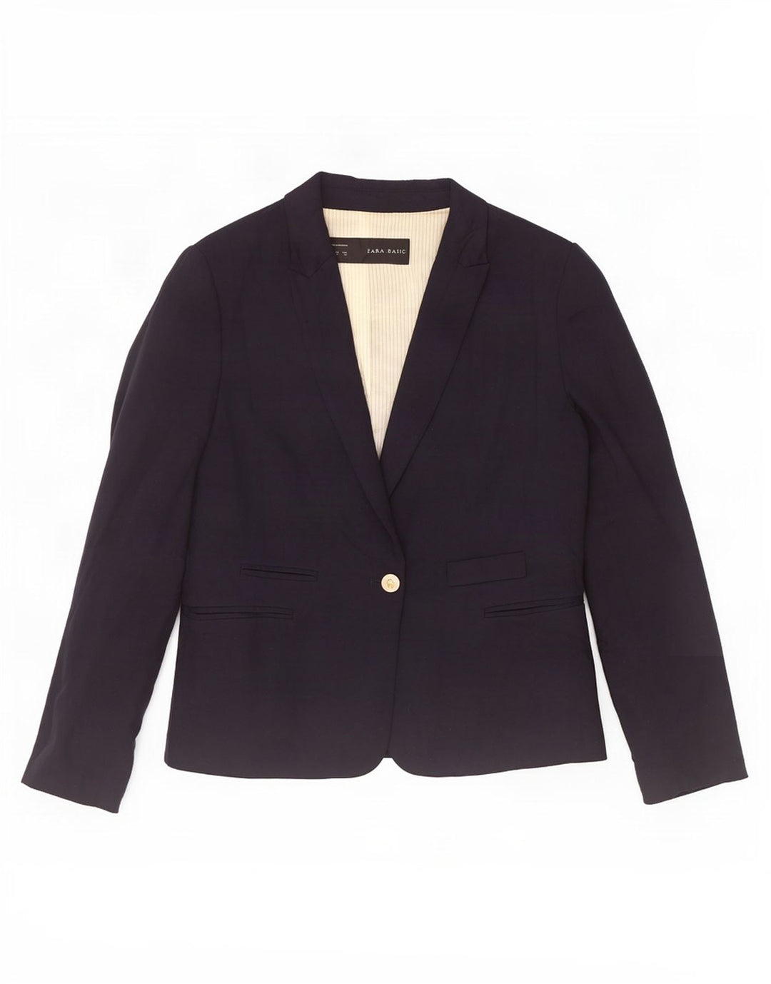 Zara Veste Blazer 1 Bouton Femme UK 18 XL Bleu Marine Viscose