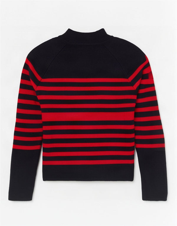 Zara Womens Crop Turtle Neck Jumper Sweater UK 10 Petit Bleu Marine Rayé