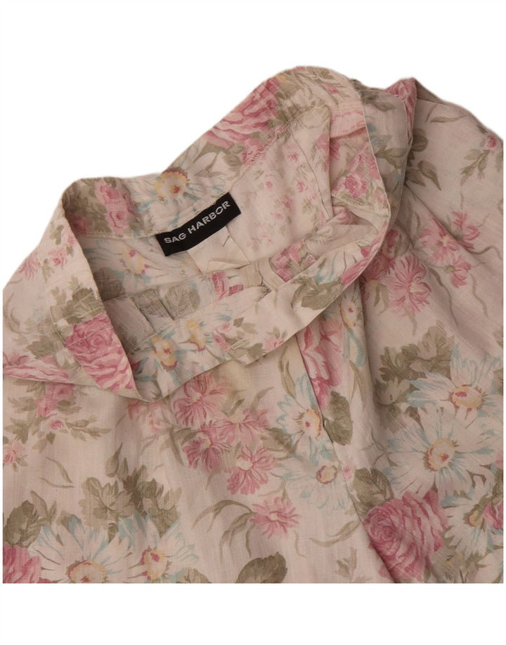 SAG HARBOR Short décontracté taille haute pour femme W32 Grand motif floral blanc