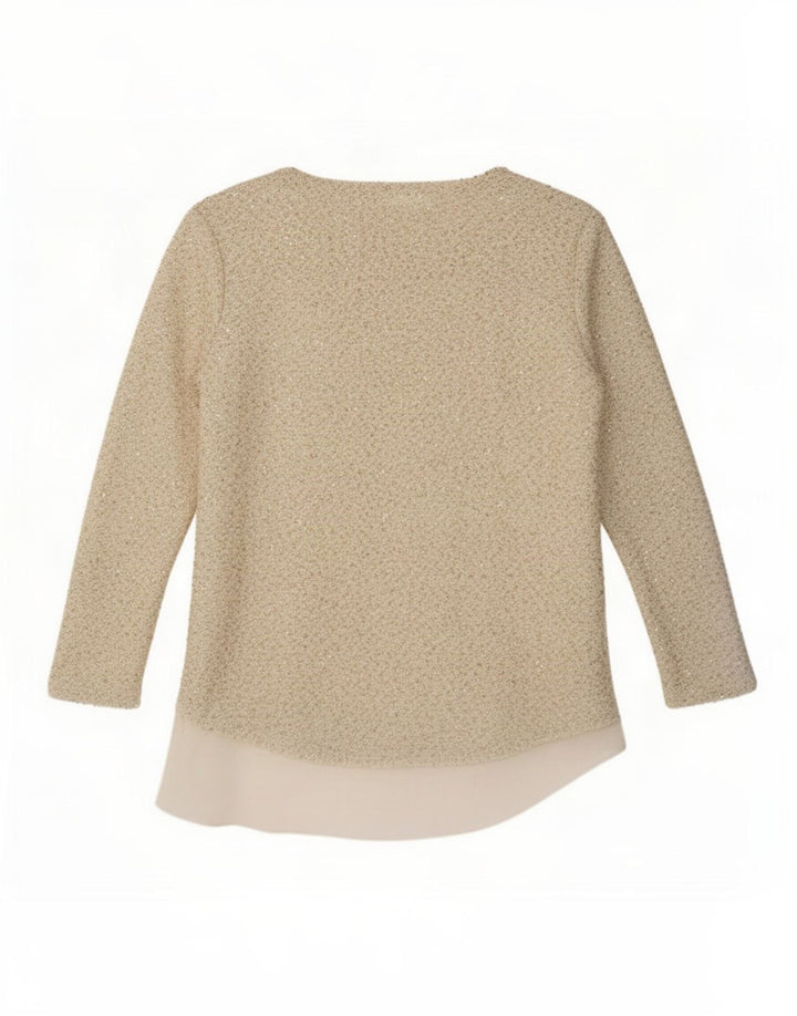 Zara Tunique à manches 3/4 pour femme UK 16 Large Beige Polyester
