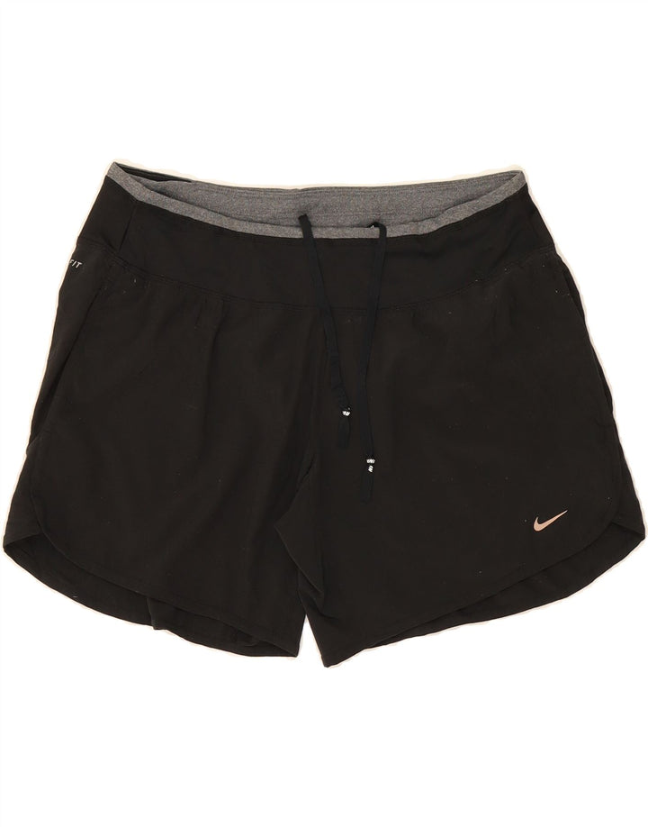NIKE Short de sport Dri Fit pour femme UK 14 Noir moyen Polyester