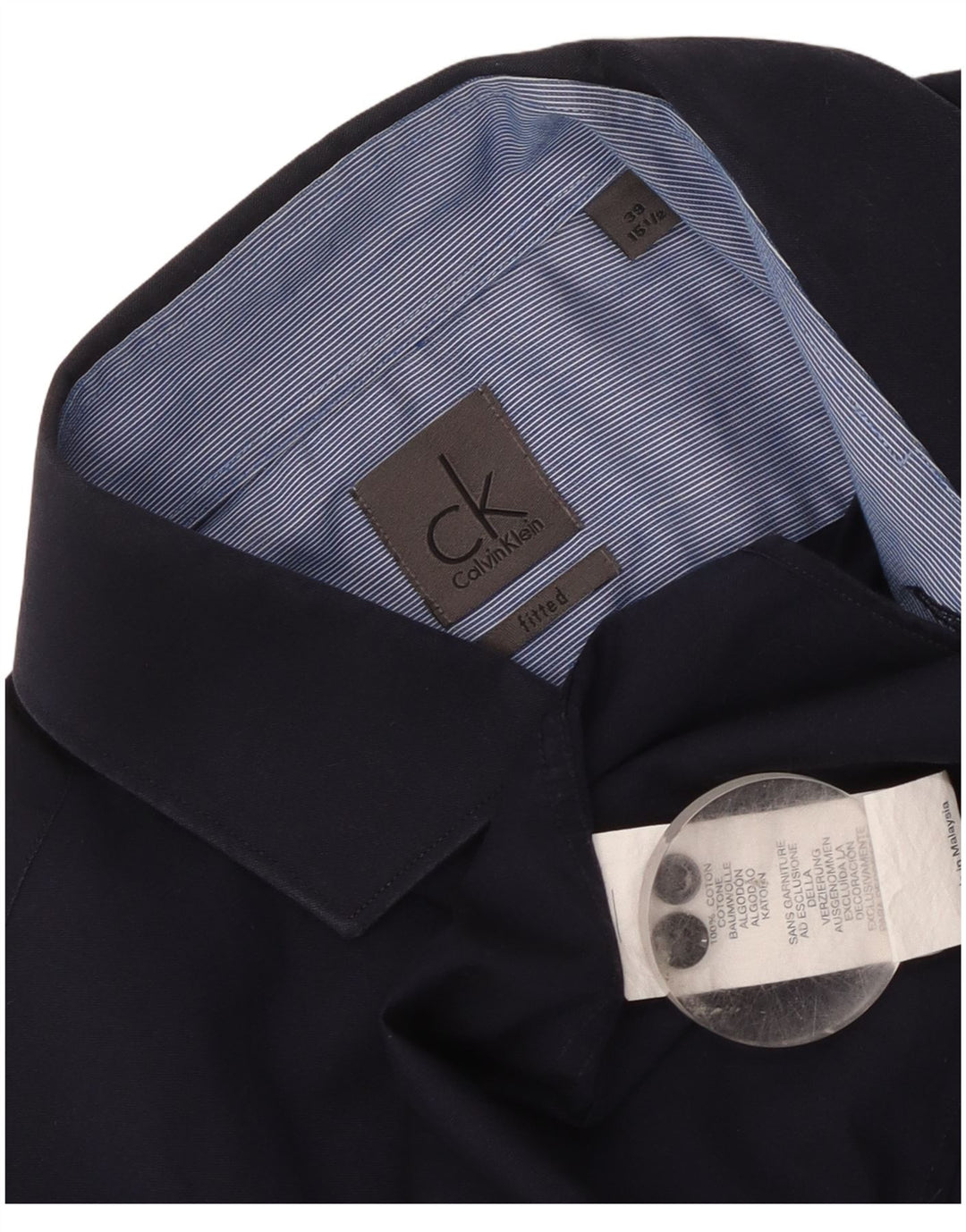 Calvin Klein Chemise ajustée pour homme Taille 39 15 1/2 Coton bleu marine moyen