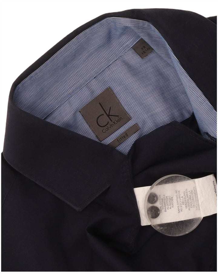 Calvin Klein Chemise ajustée pour homme Taille 39 15 1/2 Coton bleu marine moyen