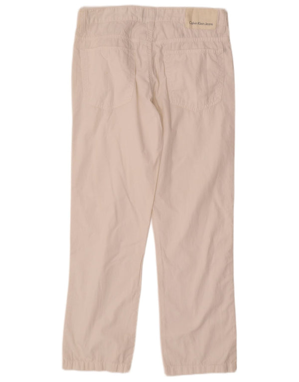 Calvin Klein Pantalon décontracté droit pour homme W30 L29 Blanc Coton