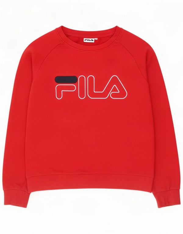 Fila Womens Graphic Sweatshirt Jumper UK 10 Small Red Cotton