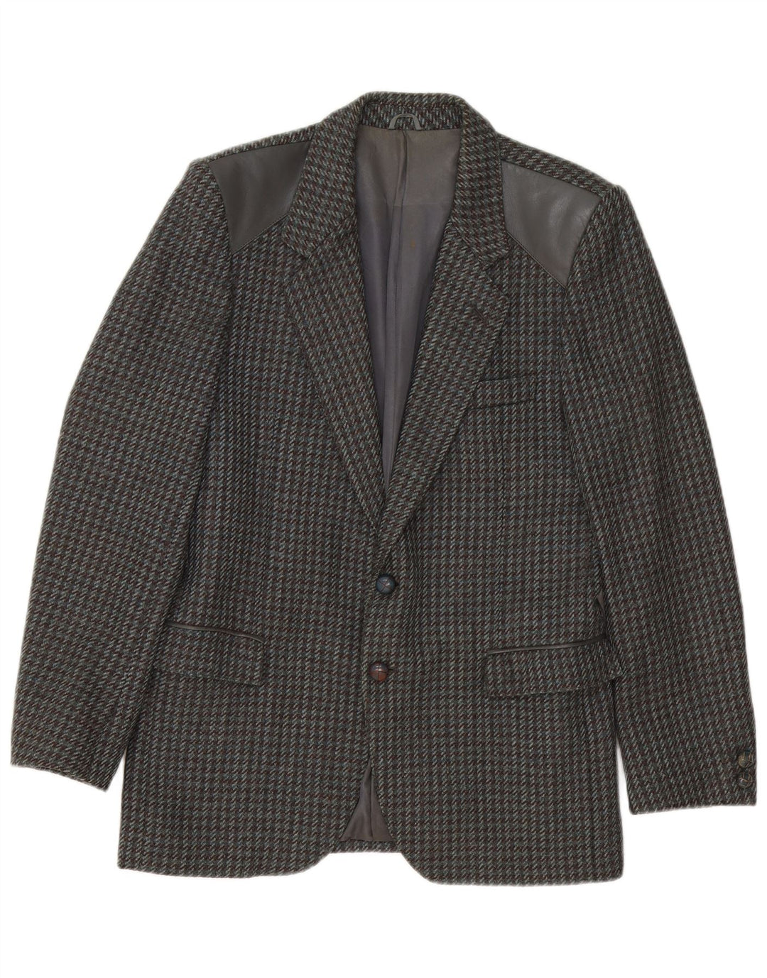 Vintage Homme 2 Bouton Blazer Veste IT 46 Petit Pied De Poule Gris