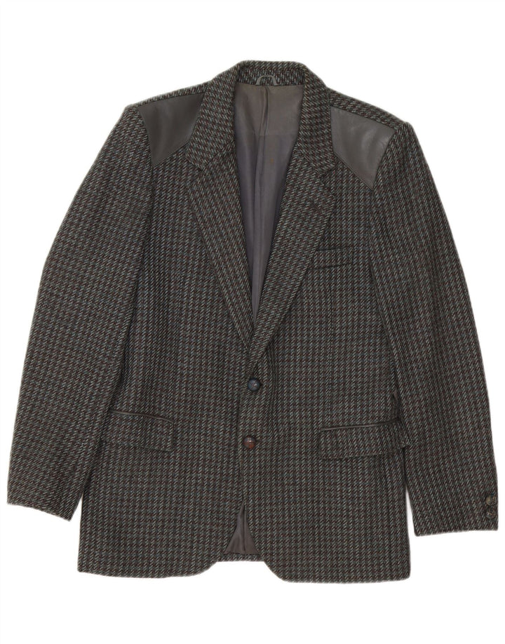 Vintage Homme 2 Bouton Blazer Veste IT 46 Petit Pied De Poule Gris
