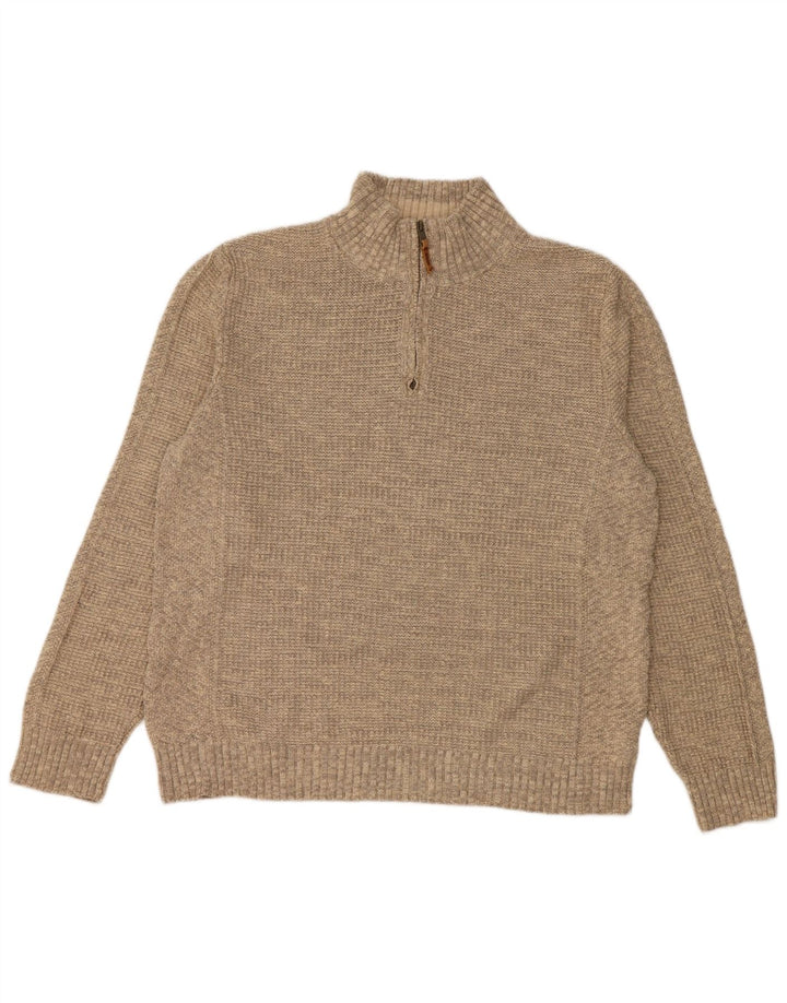 FAT FACE Pull col zippé homme XL gris coton