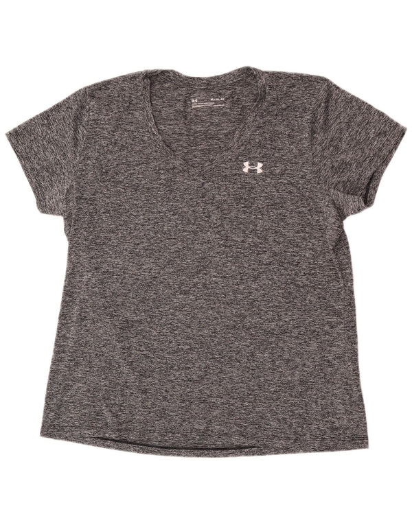 Under Armour Heat Gear Loose Fit T-Shirt Top UK 18 XL Gris Moucheté