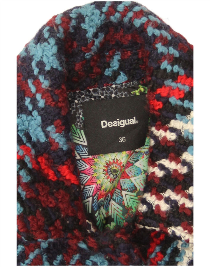 Desigual Pardessus Femme EU 36 Petit Acrylique à Carreaux Multicolore