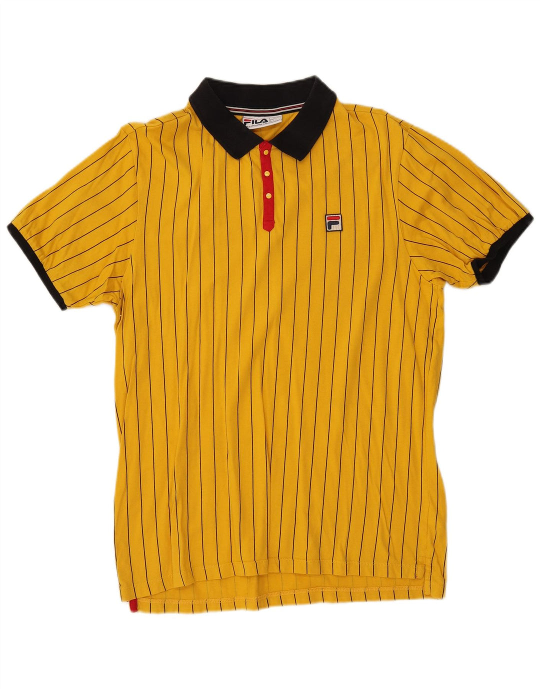 FILA Polo Homme Large Jaune Rayé Coton