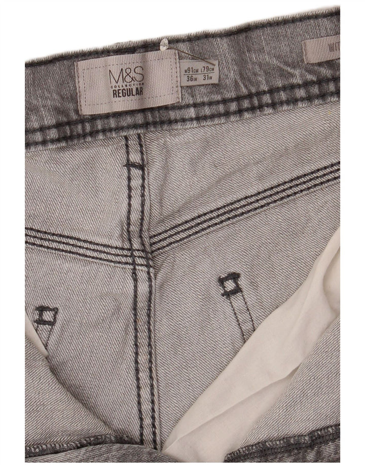 Marks & Spencer Jean droit extensible pour homme W36 L31 Gris Coton